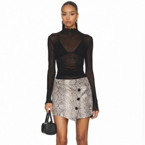 Olivia Palermo by Banana Republic Dresses & Skirts - NWOT Olivia Palermo x BR Snake-Effect Italian Leather Button-Wrap Skirt